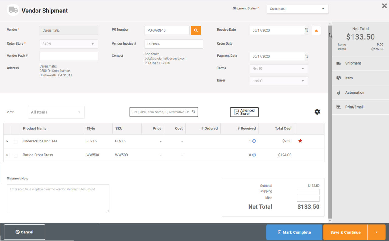 Careismatic Order Status