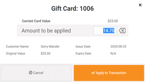 Pay for POS transactions using gift cards