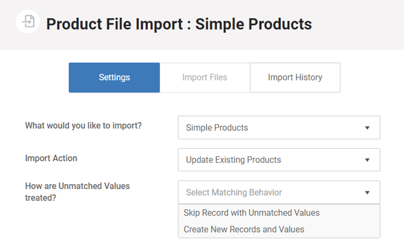 Product import via CSV file