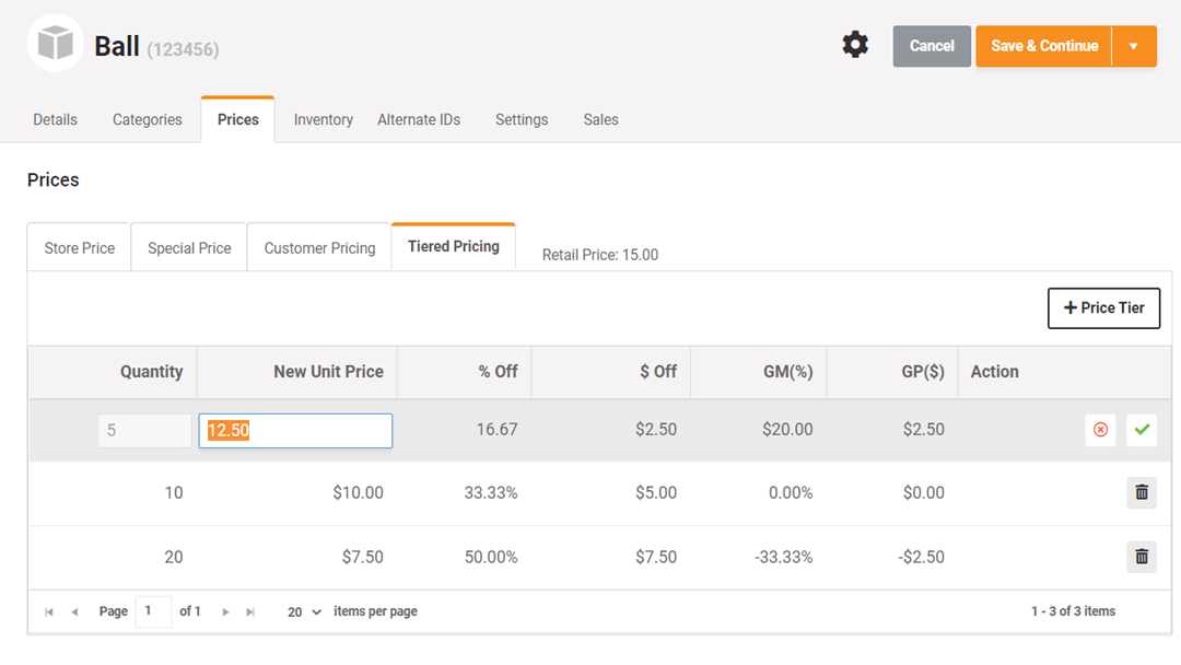 Tiered based pricing quantity based pricing