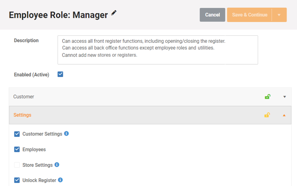 Customizable Employee Roles in MicroBiz