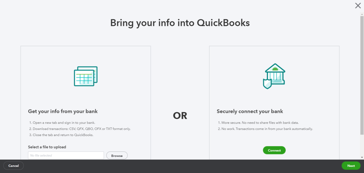 importing transactions into quickbooks from old file