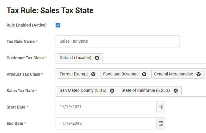 Calculating sales taxes based on customer ship address